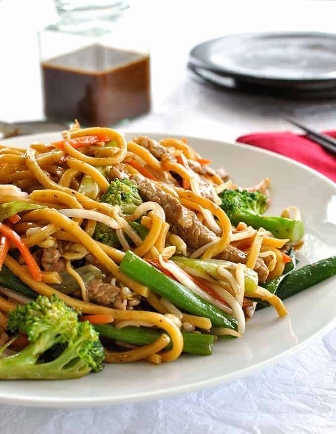 Stir fry noodles on a plate