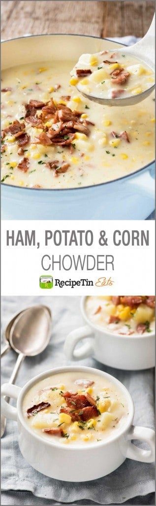 Ham Potato & Corn Chowder - who needs bacon when you have ham? Super creamy, but made without cream!