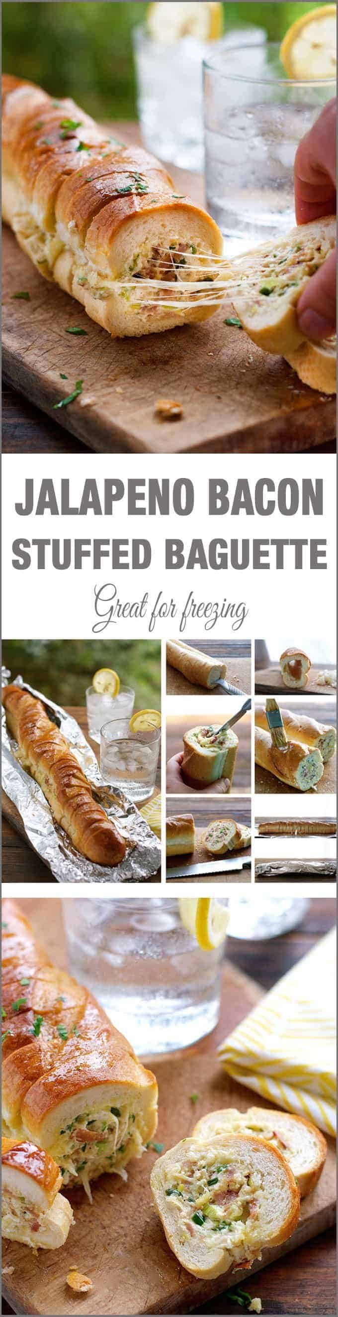 Cheesy Jalapeno Bacon Stuffed Baguette with Garlic Butter - like your favourite dip and cheesy garlic bread had a baby!