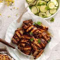 Italian Marinated Grilled Chicken with Zucchini - using a marinade that doubles as a dressing is a nifty way to make midweek meals even faster!