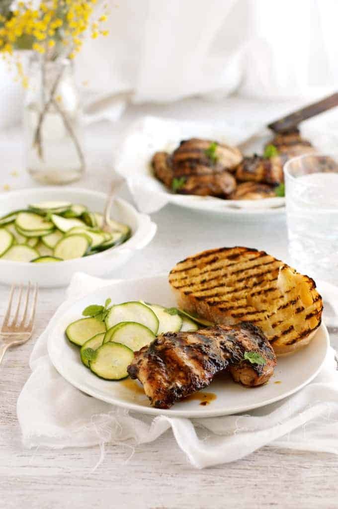 Italian Marinated Grilled Chicken with Zucchini - using a marinade that doubles as a dressing is a nifty way to make midweek meals even faster!