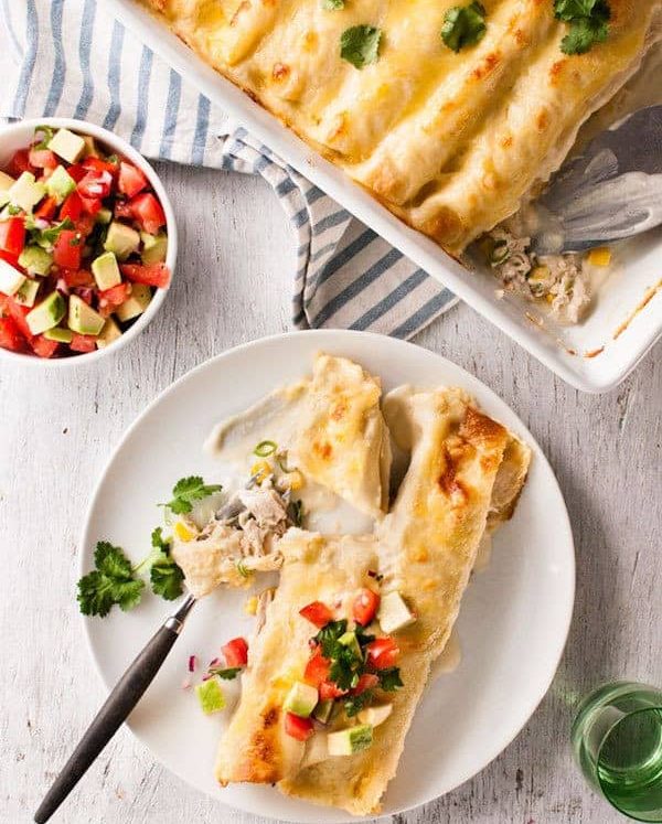 White Chicken Enchiladas - This gives classic enchiladas serious competition! The white sauce is fantastic - not too rich. Great midweek meal!