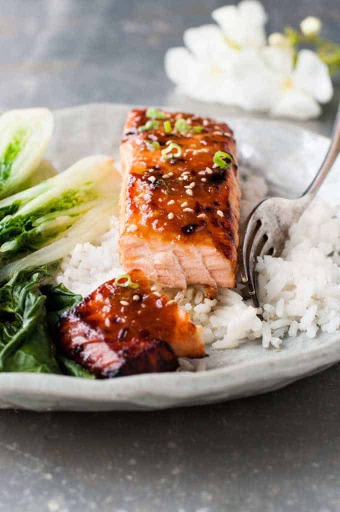 Asian Glazed Salmon - Just 5 ingredients for the marinade, and it's on the table in 15 minutes!