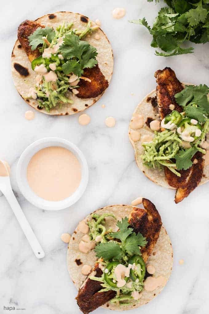 Blackened Fish Tacos - a handful of pantry spices makes a rub packed full of flavour for these fish tacos!