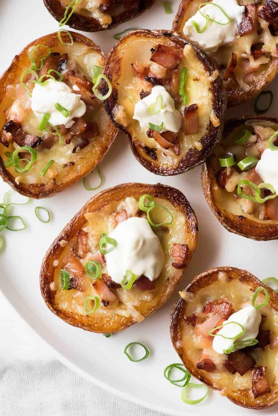 Crispy Cheese & Bacon Potato Skins with extra bacon flavour