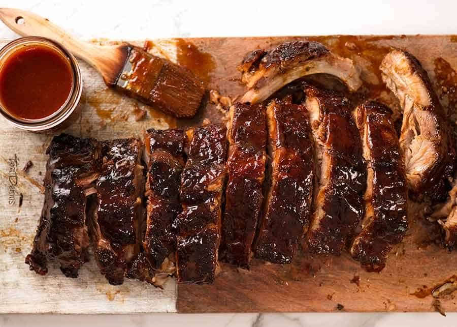 Overhead photo of Oven Barbecue Pork Ribs