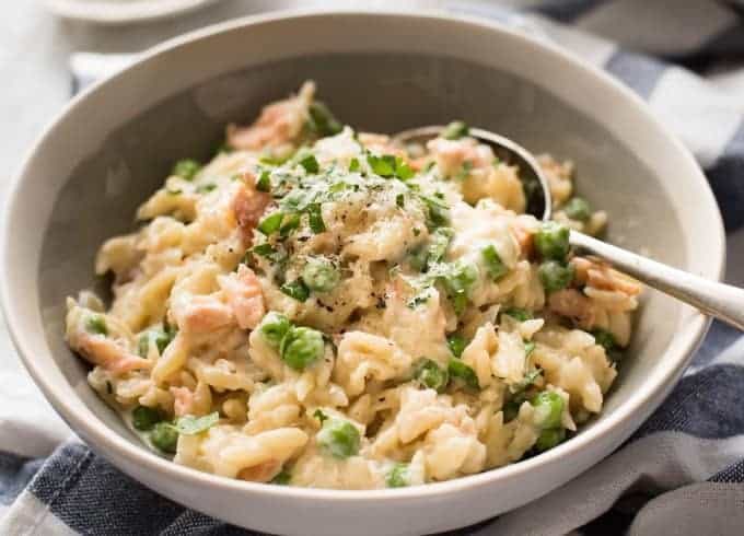 Creamy Salmon Risoni / Orzo - Made from scratch, and on the table in just 15 minutes!