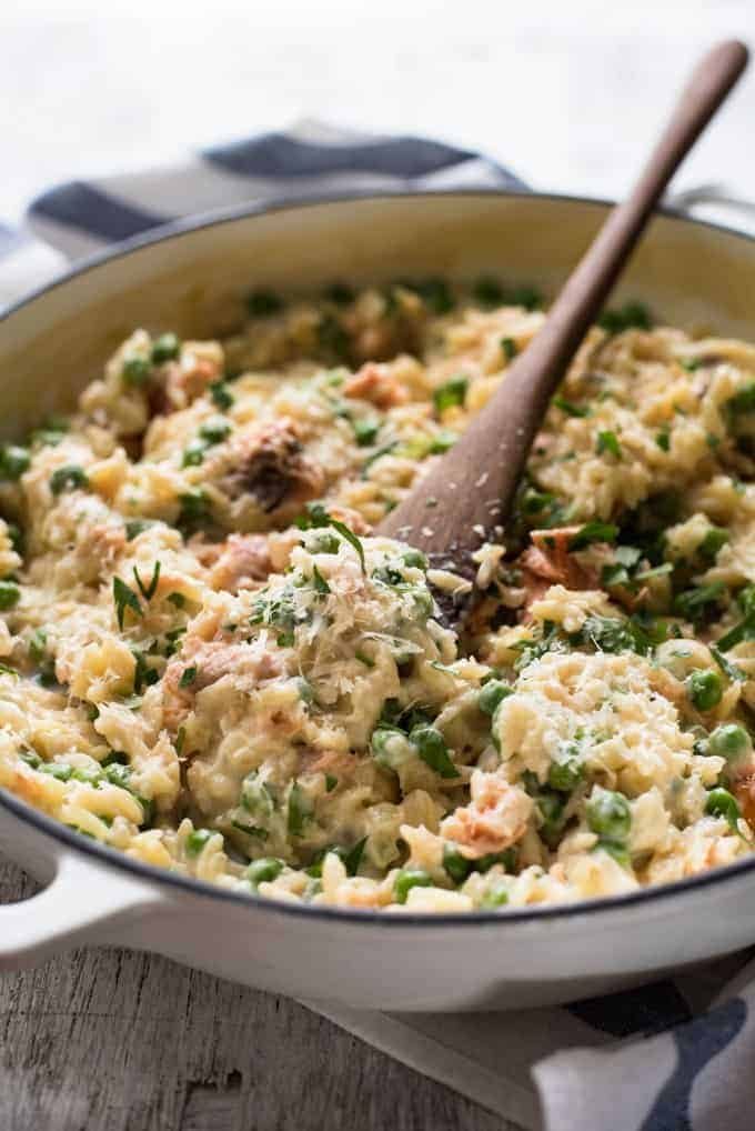 Creamy Salmon Risoni / Orzo - Made from scratch, and on the table in just 15 minutes!