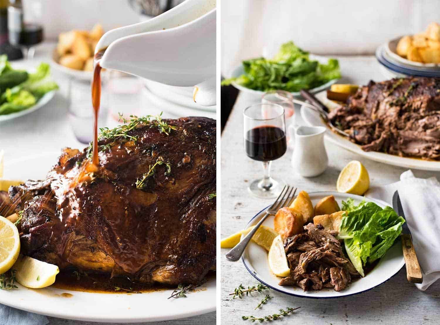 Slow Roasted GREEK Leg of Lamb - Tender fall apart lamb made the Greek way! Super easy.