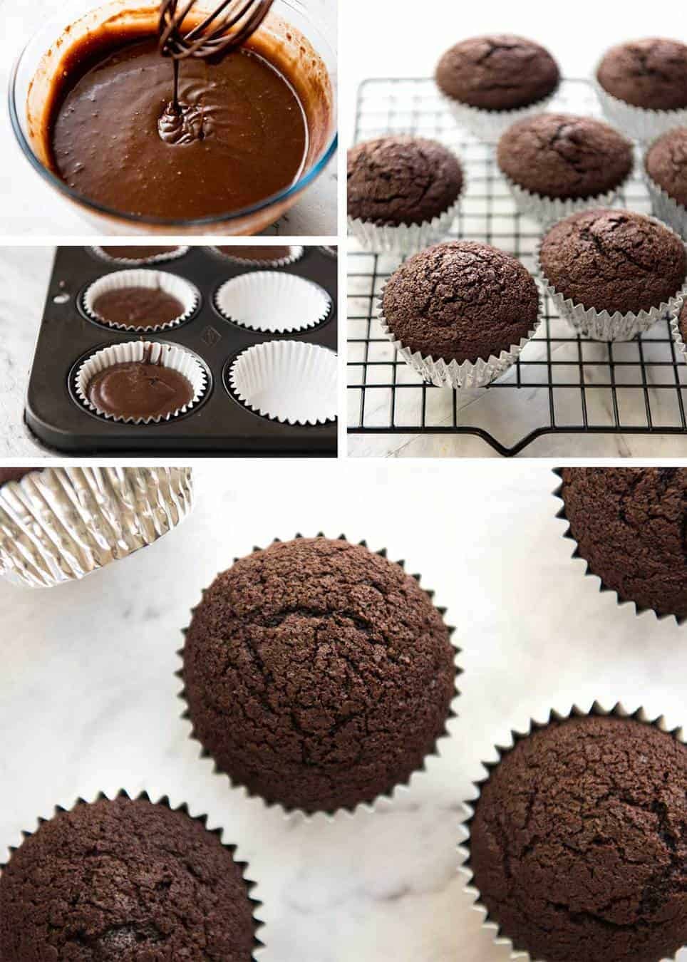 No stand mixer required to make the Best EASY Chocolate Cupcakes. Moist, deeply chocolatey with a tender crumb, these are unbelievably fast & easy. www.recipetineats.com