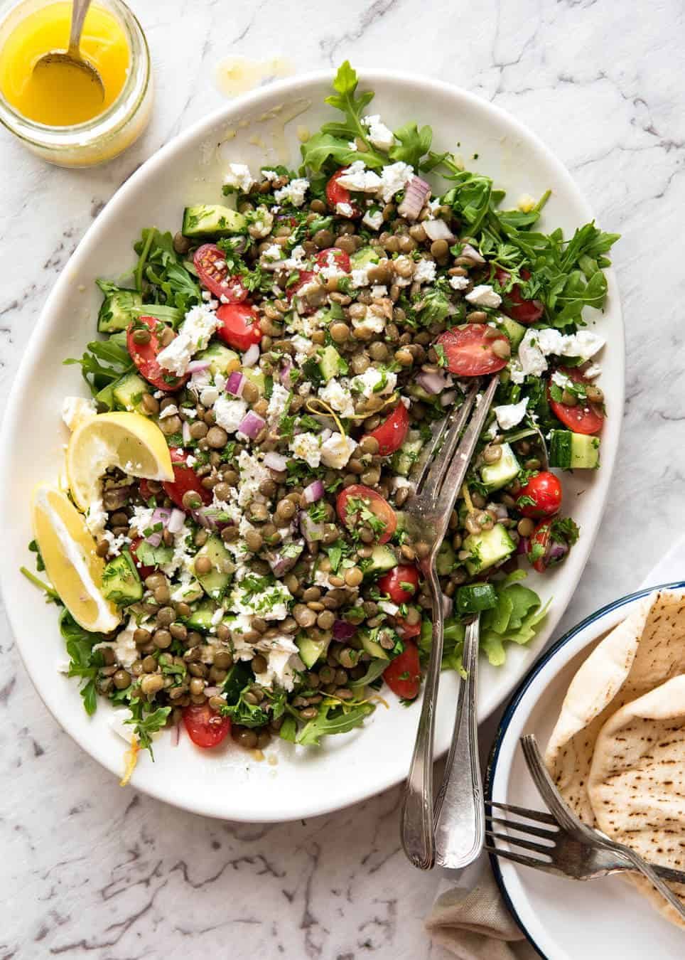 Can't-Stop-Eating-It Lentil Salad! Secret: Cook lentils in a simple flavoured broth or marinated canned lentils. recipetineats.com