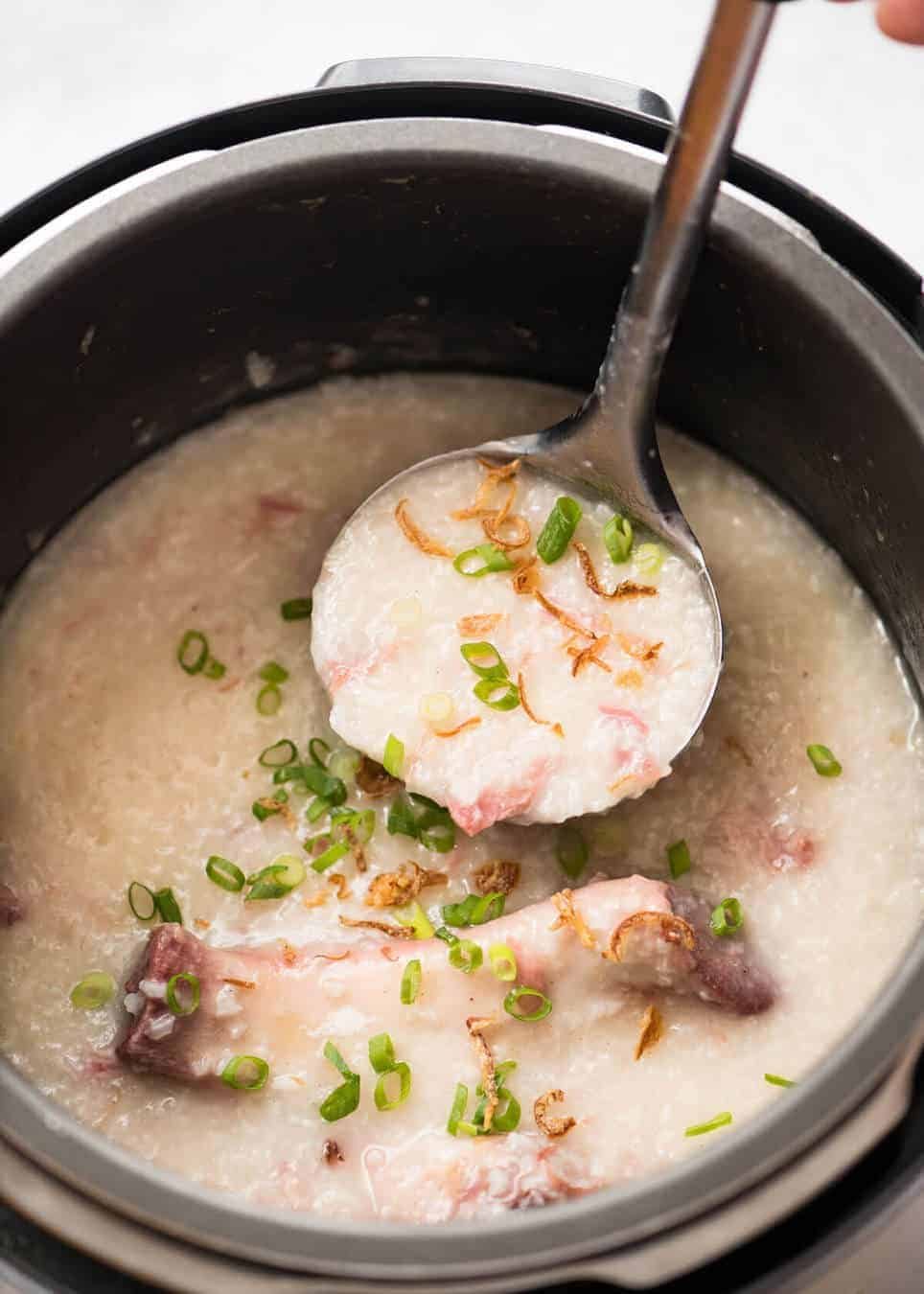 Leftover Ham Bone Congee (Chinese Rice Soup) www.recipetineats.com