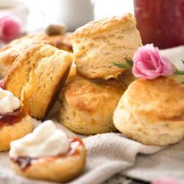 Pile of fluffy, freshly made scones
