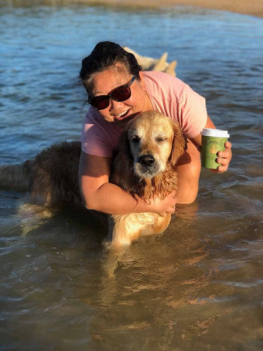 Dozer the golden retriever and Nagi RecipeTin Eats at Bayview Sydney