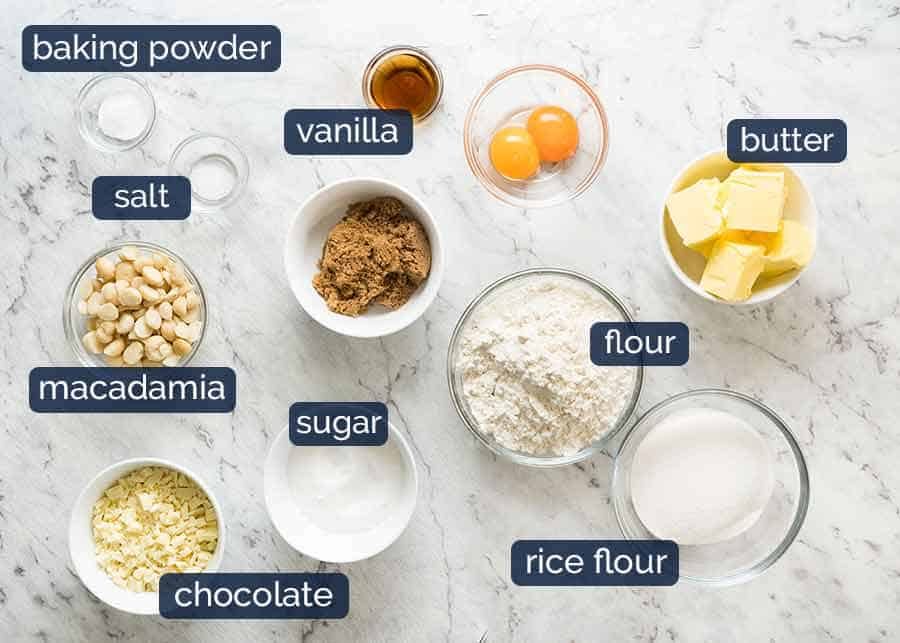 White Chocolate Macadamia Nut Cookies ingredients