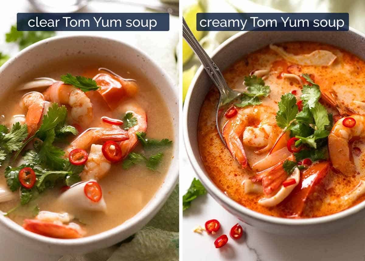 Two types of Tom Yum Soup - clear and creamy
