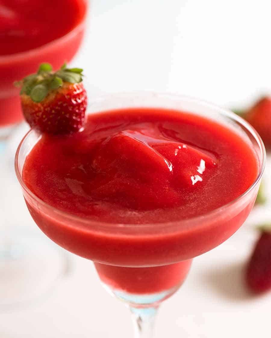 Close up of Frozen Strawberry Daiquiris