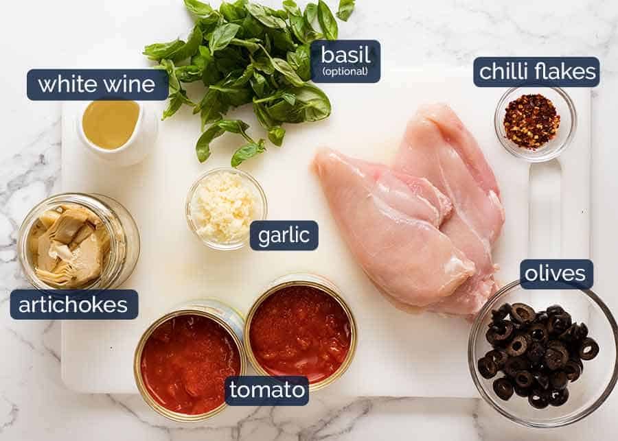Sicilian chicken pasta ingredients