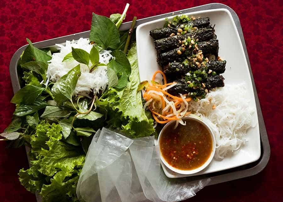 Vietnamese Bo La Lot - Betel leaves wrapped around grilled beef