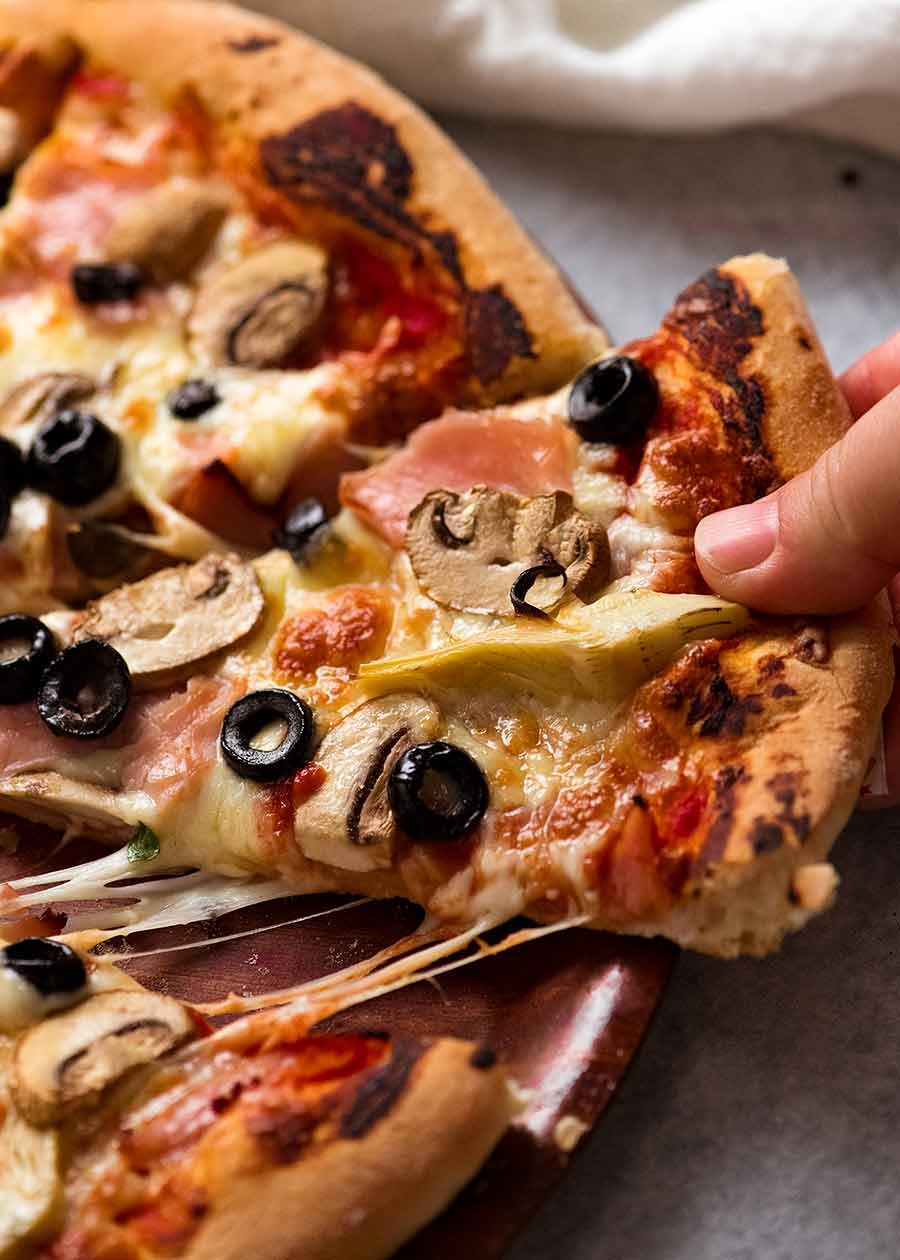 Capricciosa- Ham, Artichoke, Mushroom and Olive pizza