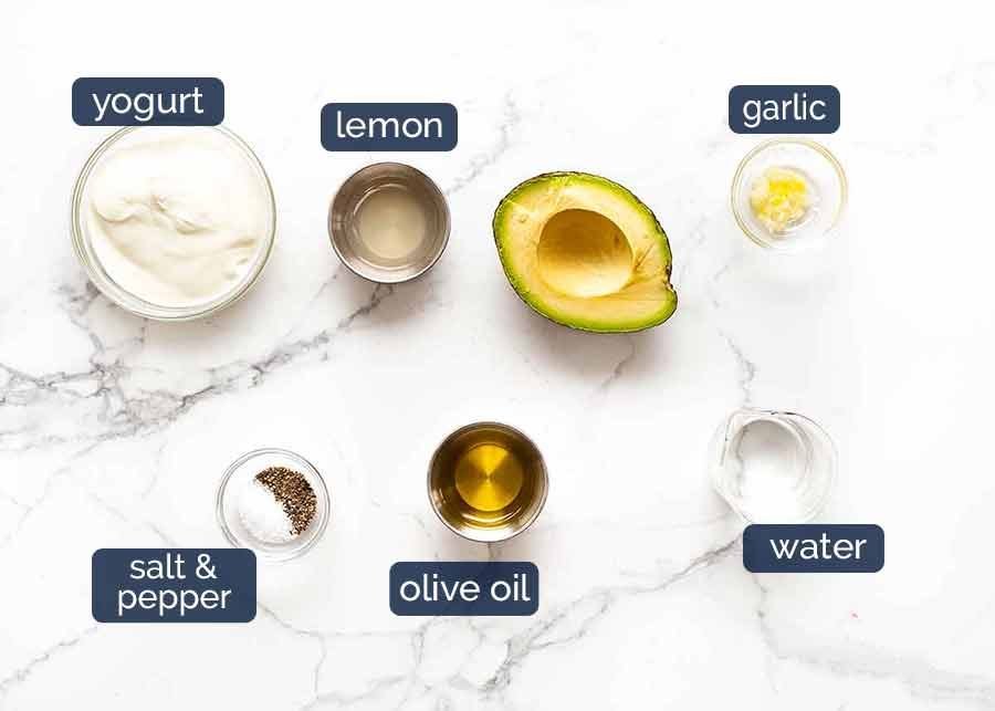 Ingredients for Creamy Avocado Dressing