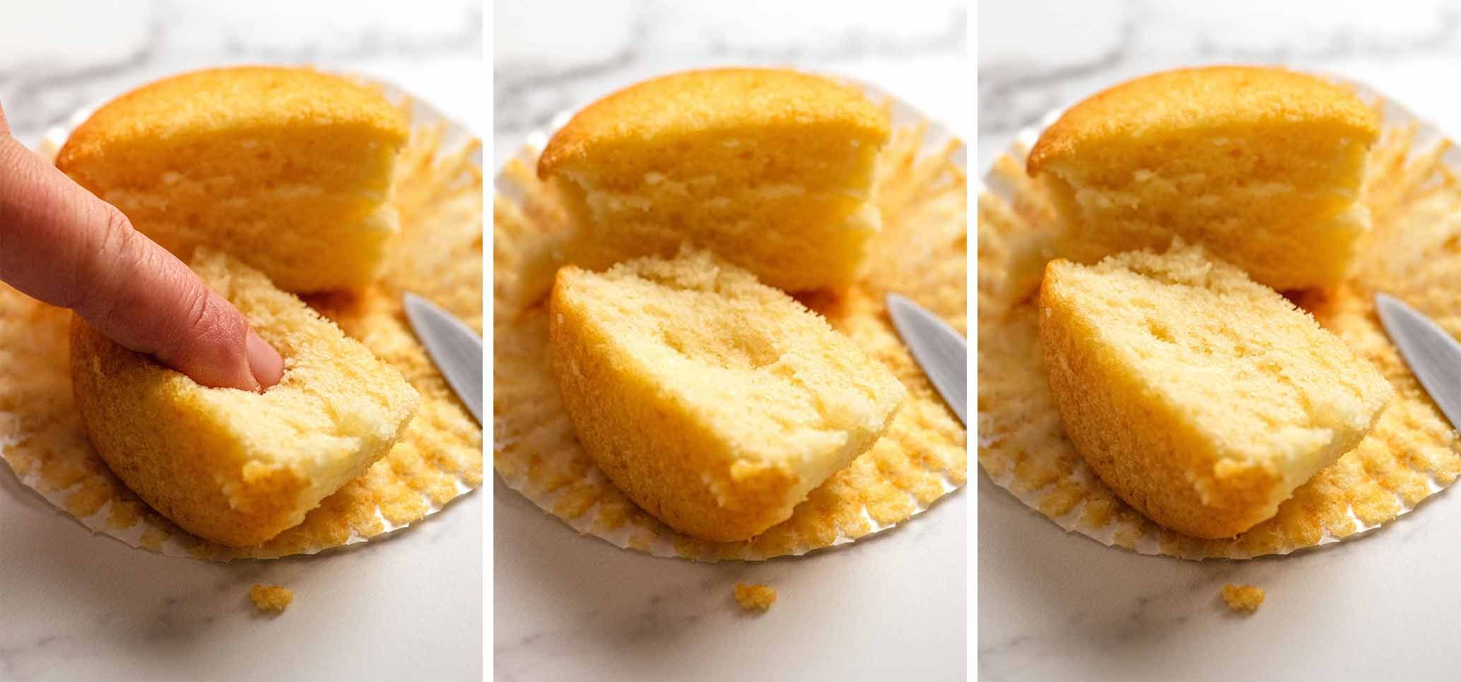 Showing how these vanilla cupcakes stay fresh