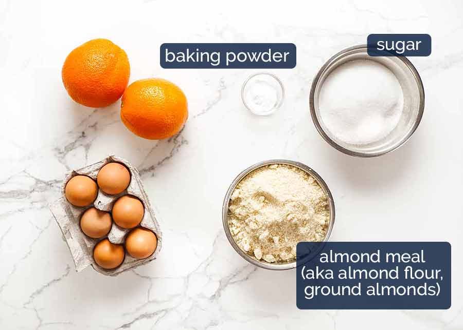 Ingredients in Orange Cake - flourless, gluten free