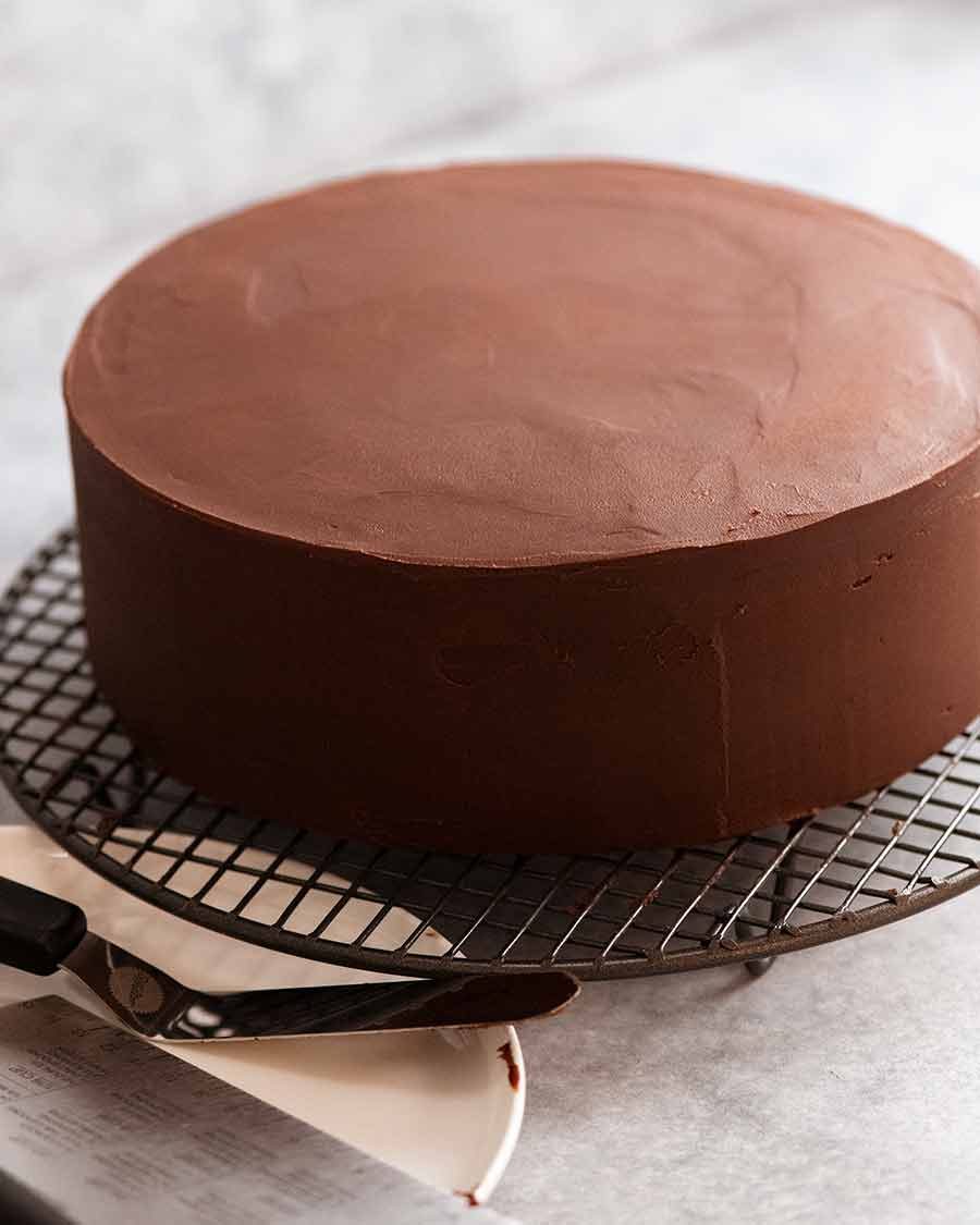 Smooth Chocolate Ganache covered chocolate cake