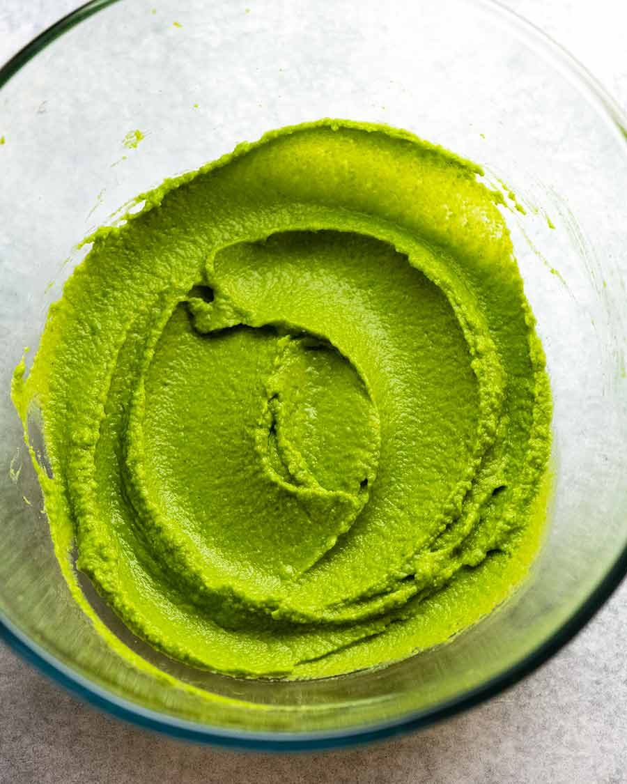 Pea Puree in a bowl, ready to be served