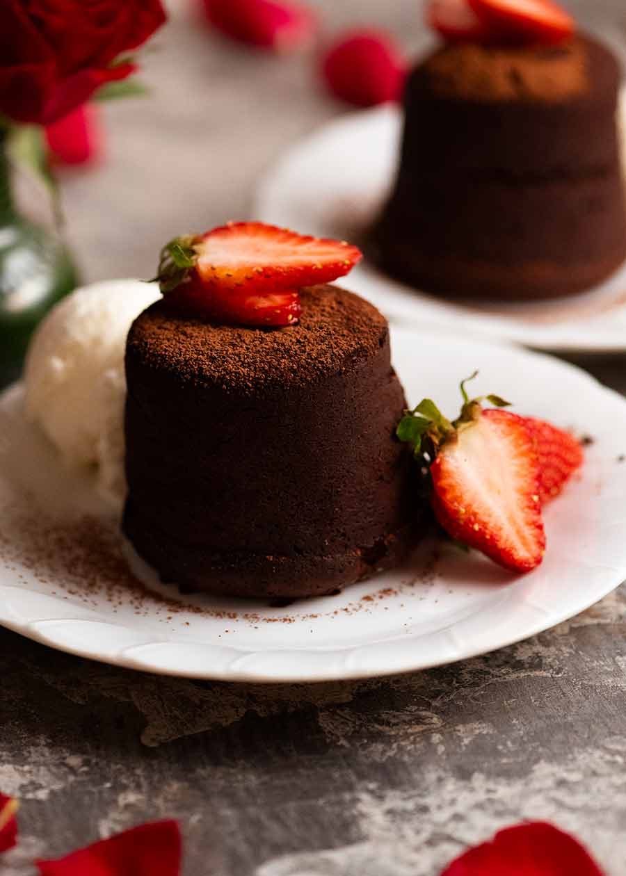 Molten Chocolate Cake on a plate, ready to be eaten