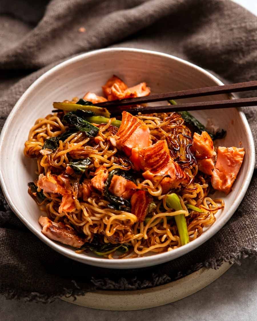 Bowl of Teriyaki Salmon Noodles