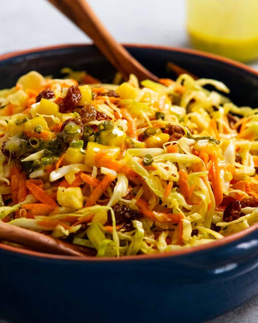 Bowl filled with Jamaican Slaw