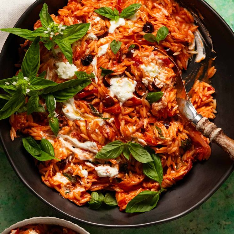 Roasted Red Pepper Goat Cheese Risoni / Orzo