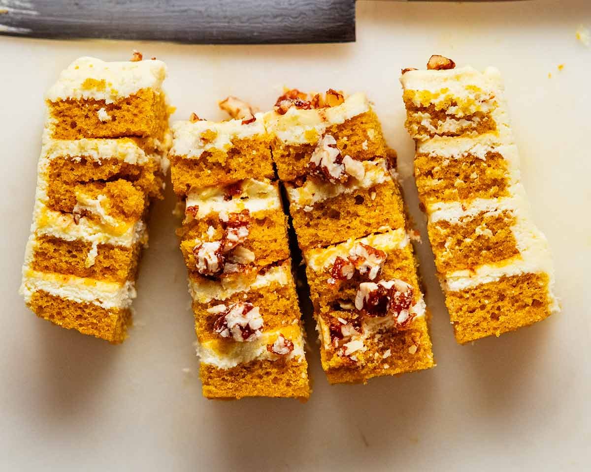 Toffee Pecan Cream Cheese Pumpkin Layer Cake